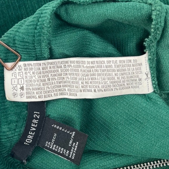 Forever 21 Green Corduroy Side Zipper Mini Skirt Size Large Women’s - Picture 5 of 5